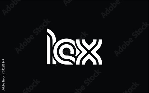 LEX Creative Unique Modern Letter Logo Design. Stylized logo featuring a unique letter design, presenting abstract minimalist aesthetics and modern appeal.
