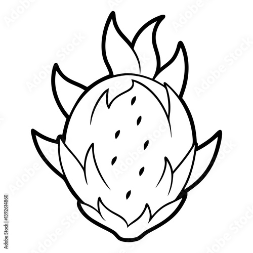 Wallpaper Mural Dragon Fruit Coloring Book Page – Line Art Outline Drawing for Tropical Fruit Botanical Illustration Torontodigital.ca