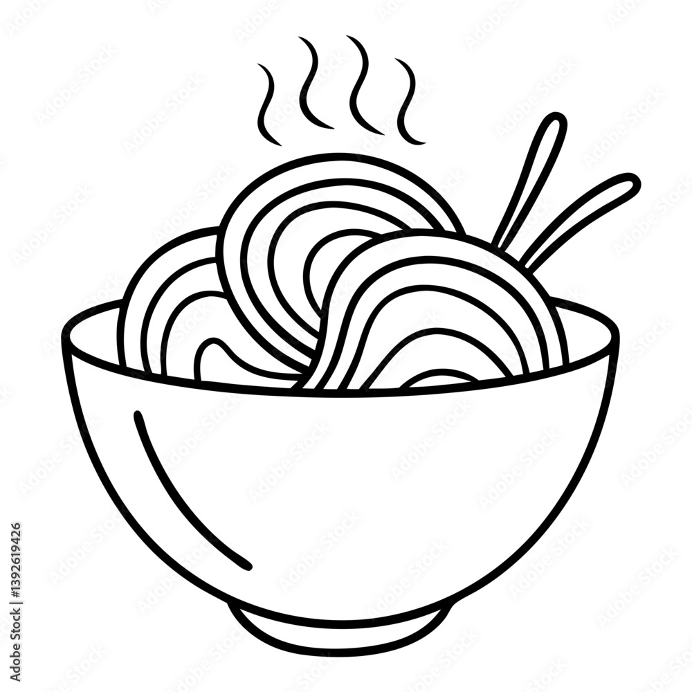 Noodles Coloring Book Page – Line Art Outline Drawing of Curly Pasta for Fun Food Illustration Noodles Coloring Book Page – Line Art Outline Drawing of Curly Pasta for Fun Food Illustration
