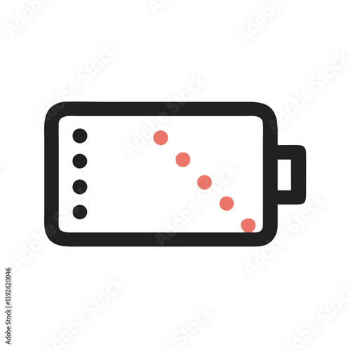 Low Battery with Dotted Fill Representing Depletion Icon Design