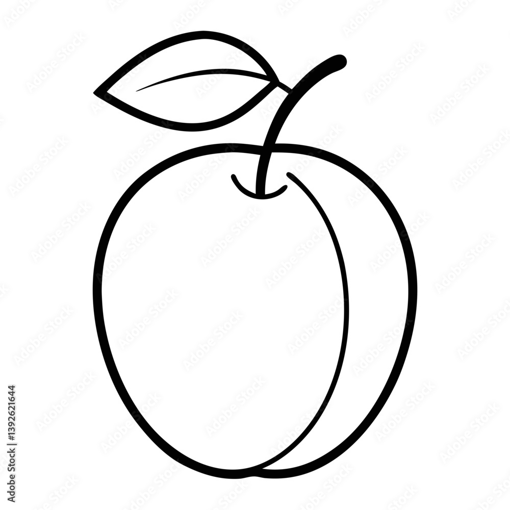 Plum Fruit Coloring Book Page Line Art Drawing Plum Fruit Coloring Book Page Line Art Drawing