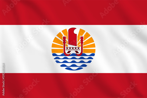 3d illustration waving flag of French Polynesia. Vector flag of French Polynesia. Symbol of French Polynesia.