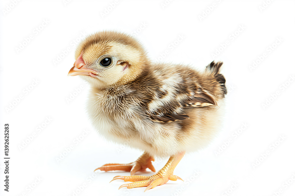 Fototapeta premium a small chicken standing on a white surface