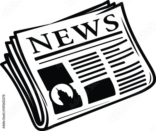 Newspaper Black and White Illustration Vector