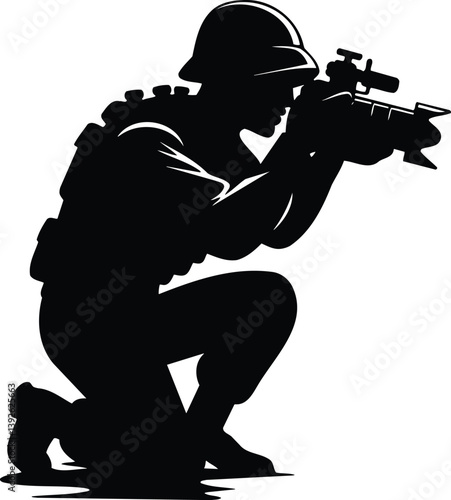 Black and White Illustration of a War Correspondent Silhouette