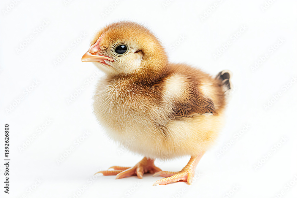 Obraz premium a small chicken standing on a white surface