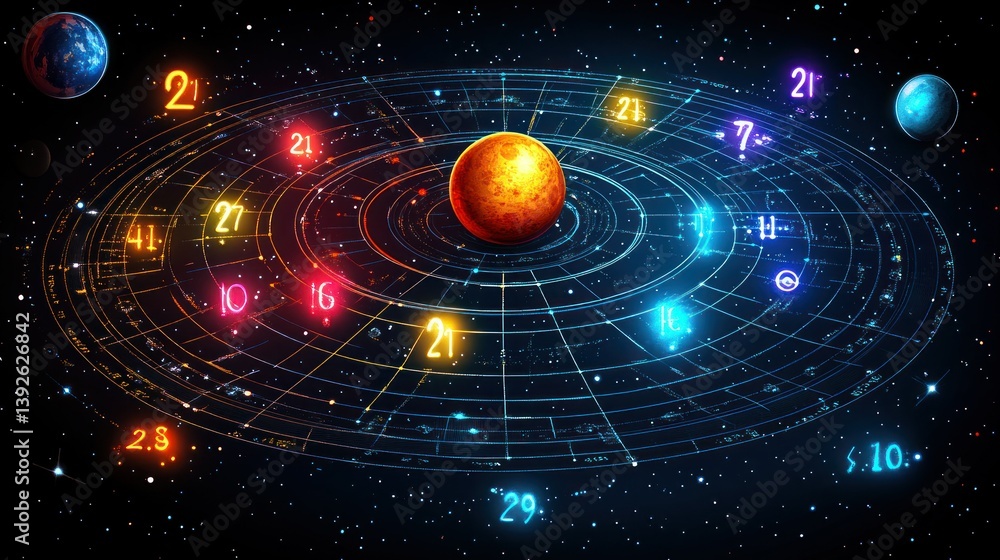 Obraz premium Cosmic Zodiac Chart with Planets