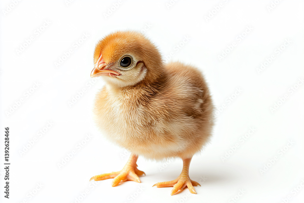 Obraz premium a small chicken standing on a white surface
