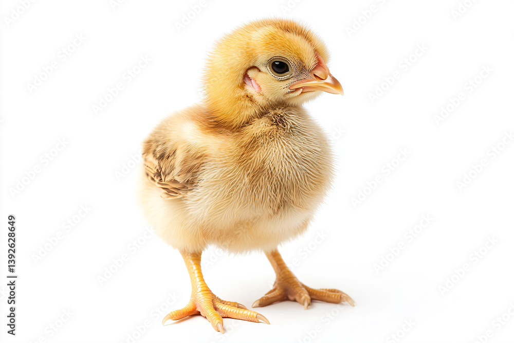 a small yellow chicken standing on a white surface a small yellow chicken standing on a white surface