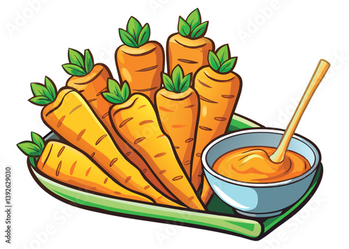 Delicious roasted carrots with a flavorful dip.