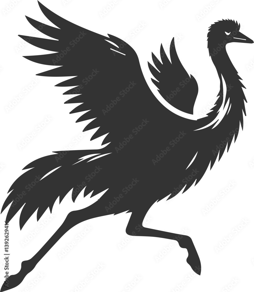 Fototapeta premium Emu bird vector silhouette