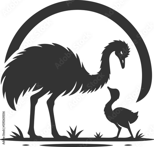 Emu bird vector silhouette