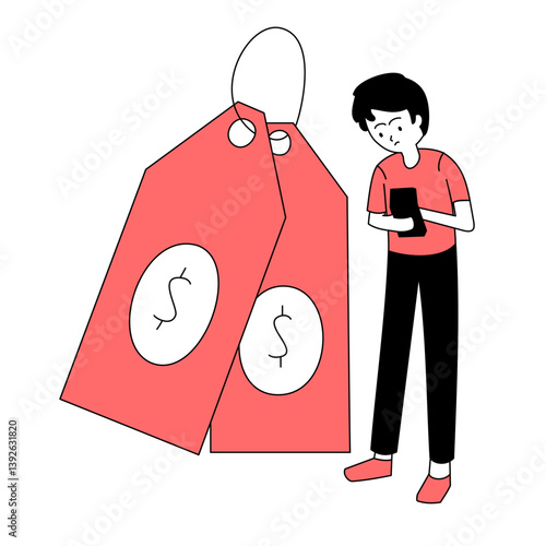 An illustration of someone determining the price