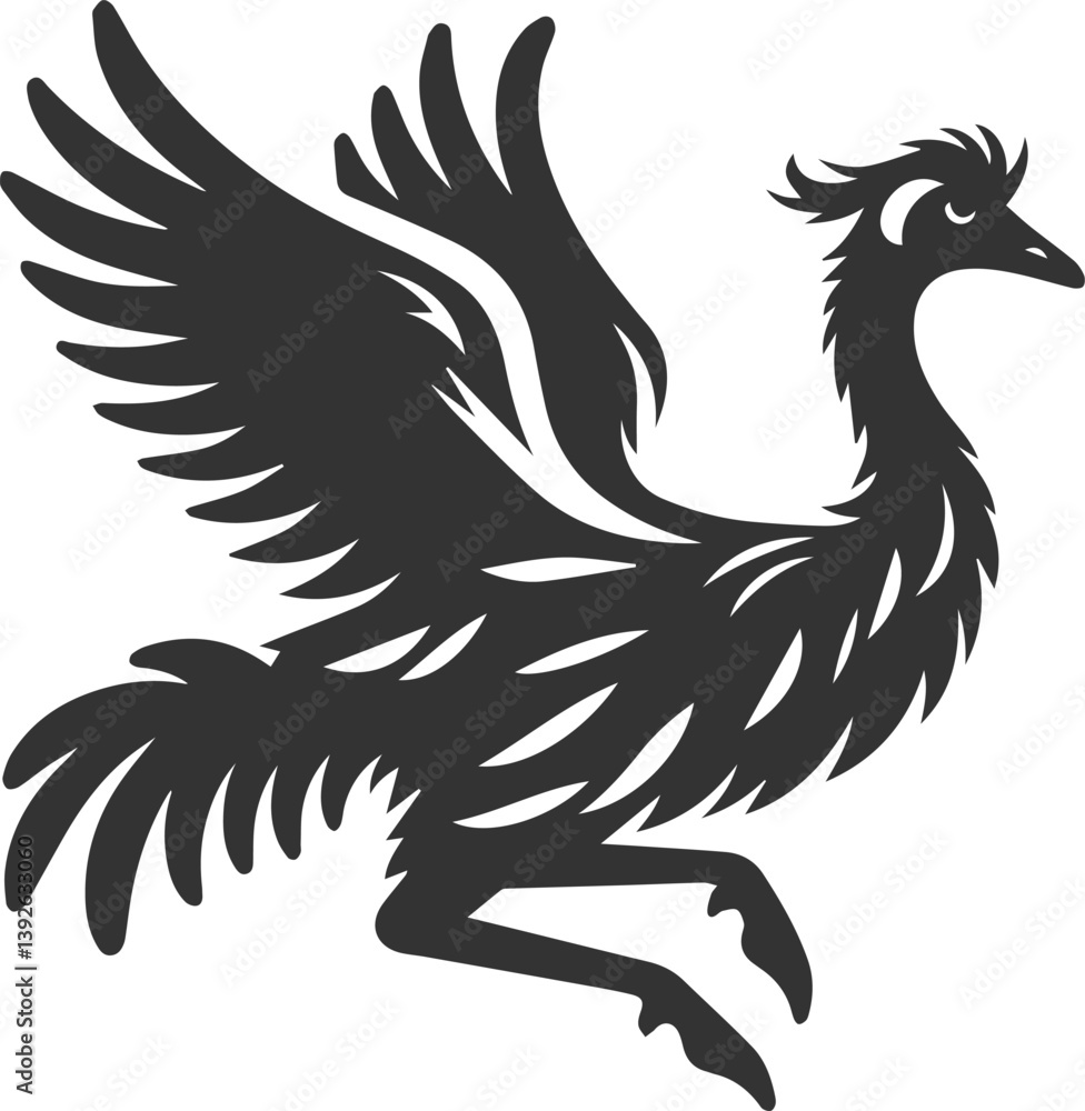 Fototapeta premium Emu bird vector silhouette