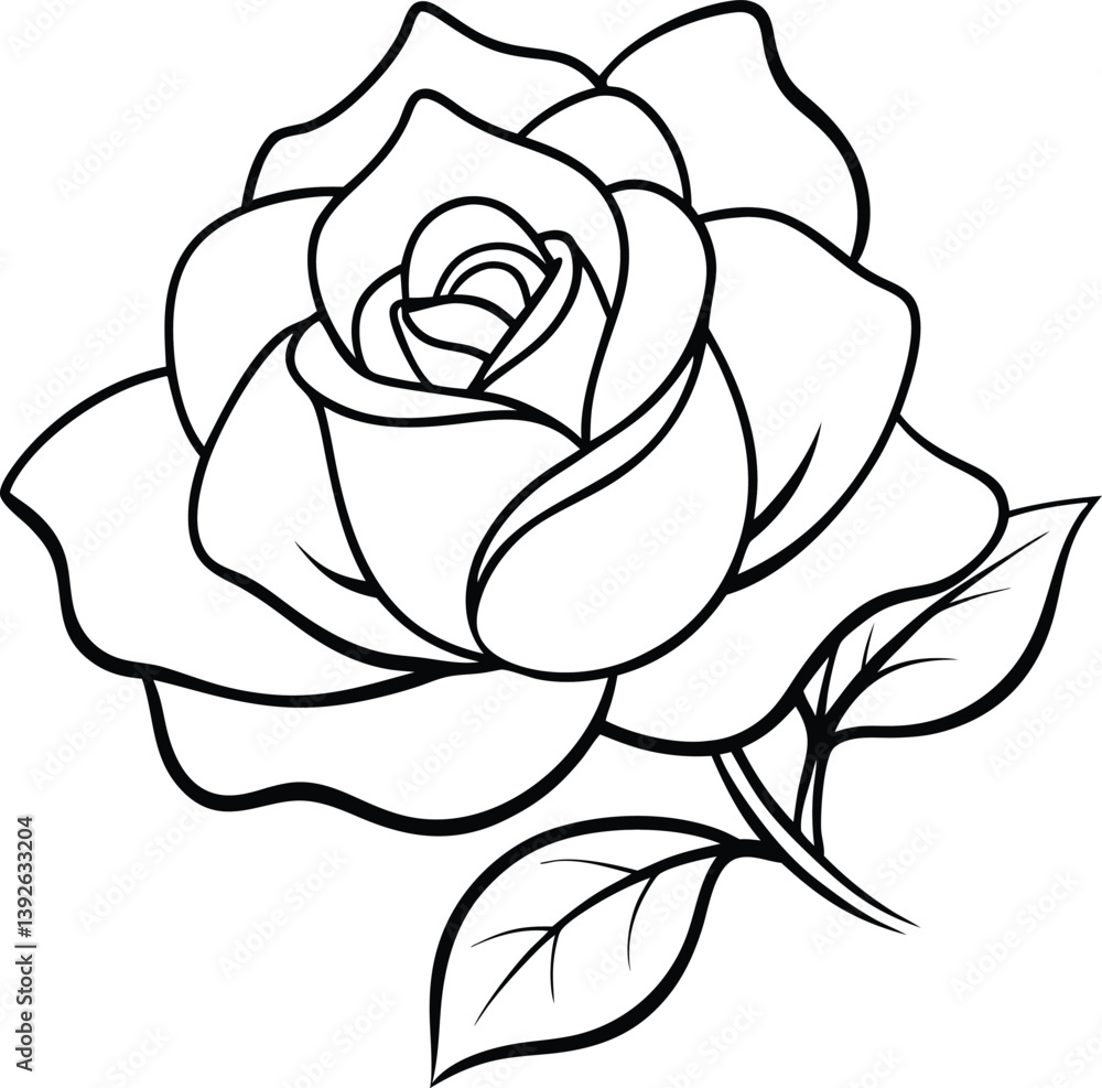 Rose Flower Line Art Vector Silhouette Illustration Rose Flower Line Art Vector Silhouette Illustration