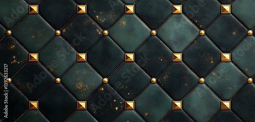 Dark Emerald  Gold Tile Pattern Luxury Texture.