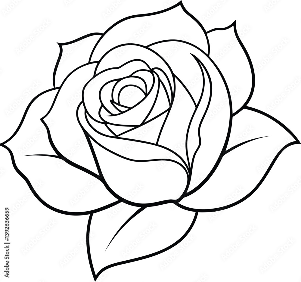 Rose Flower Line Art Vector Silhouette Illustration Rose Flower Line Art Vector Silhouette Illustration