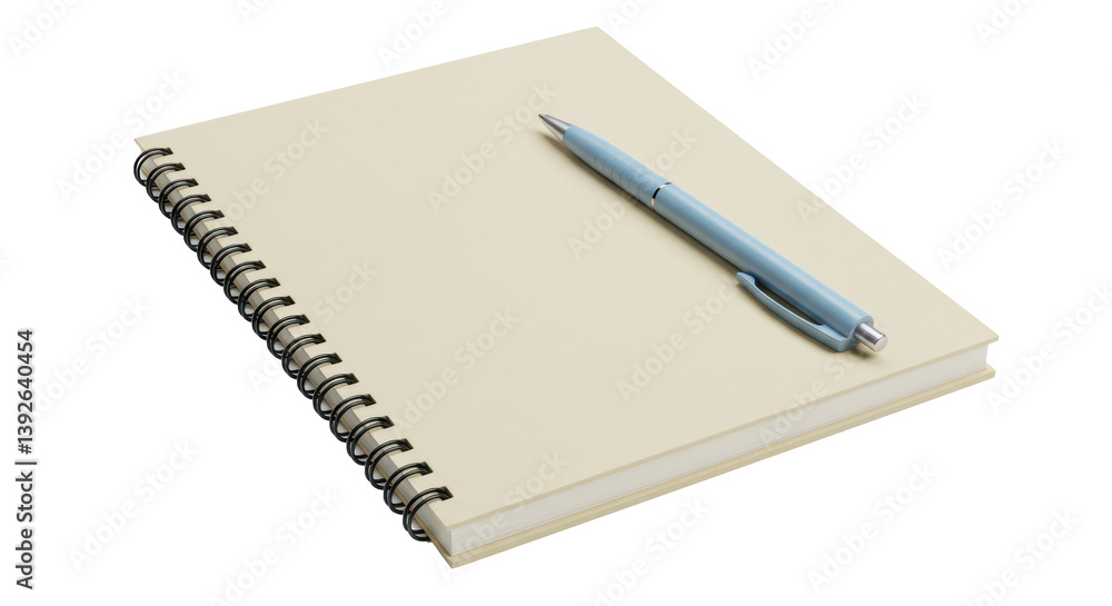 Isolated Spiral Notebook with Blank Pages and Blue Pen Isolated Spiral Notebook with Blank Pages and Blue Pen