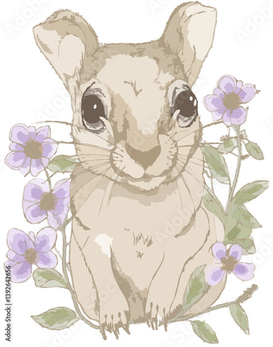 mouse animal hand drawn watercolor style vector illustration