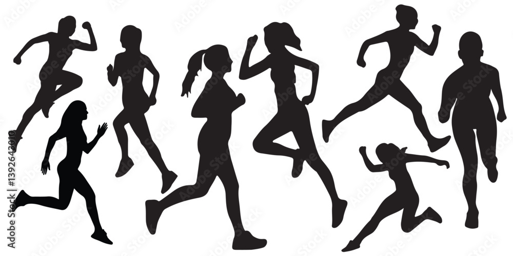 Silhouette of a running woman. Silhouette of a running woman.