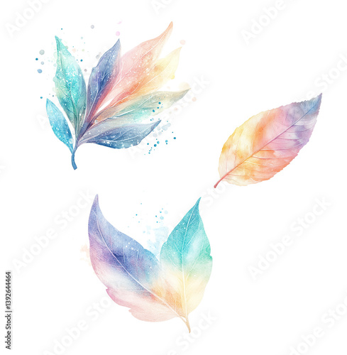 set of colored feathers