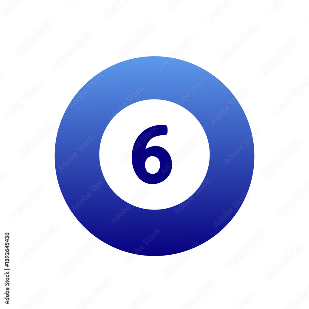 Navy blue circular gradient icon with the number six Navy blue circular gradient icon with the number six