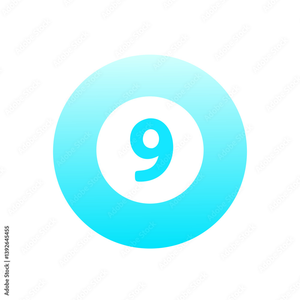 turquoise circular gradient icon with the number nine turquoise circular gradient icon with the number nine