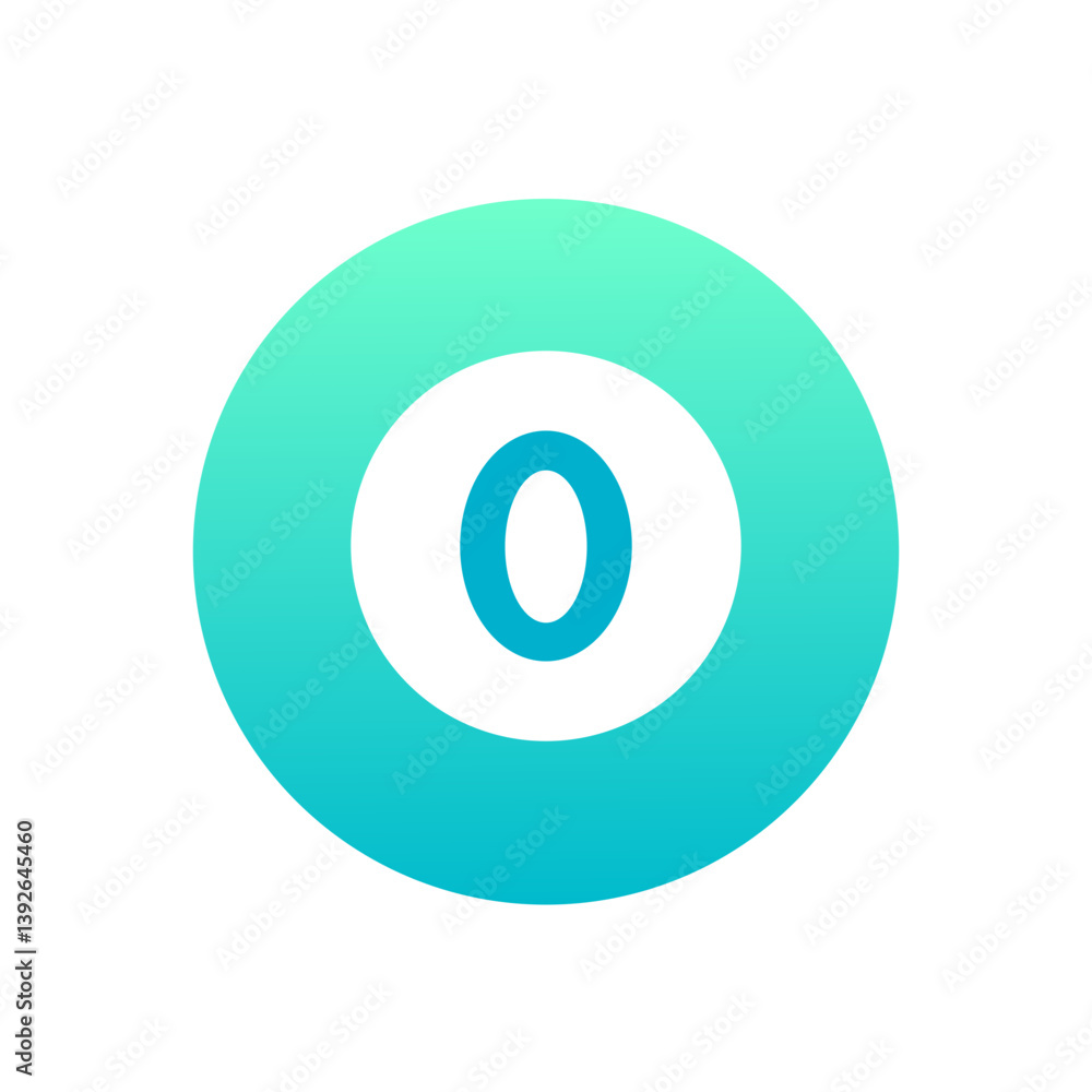 Teal circular gradient icon with the number zero Teal circular gradient icon with the number zero