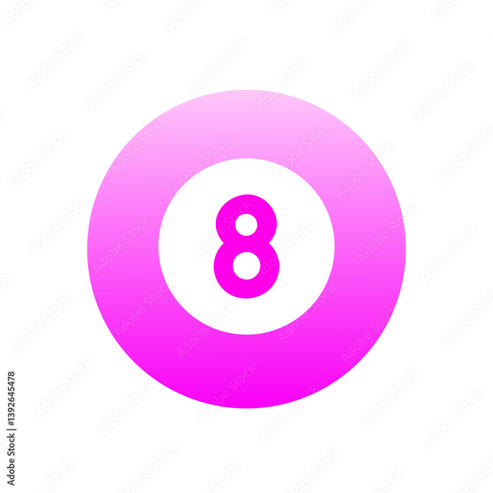 Pink circular gradient icon with the number eight Pink circular gradient icon with the number eight