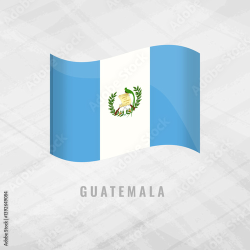 3d illustration waving flag of Guatemala Vector flag of Guatemala on Grey Background with Blowing flag . Original Symbol of Guatemala.