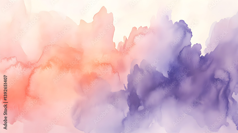 Fototapeta premium watercolor wash with a calming composition of muted peach and lavender 
