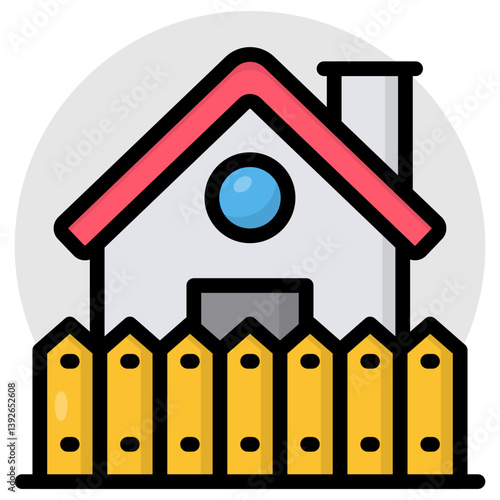 Editable design icon of home fence 