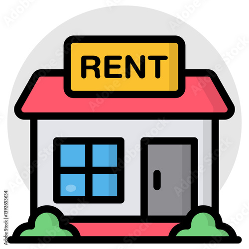 Editable design icon of home for rent 