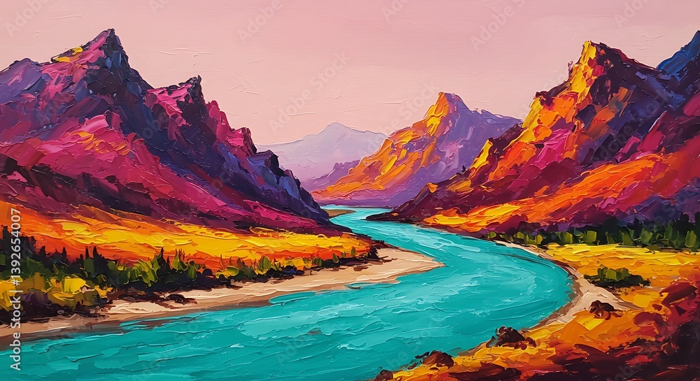 Obraz premium Crimson River's Embrace AI Generated