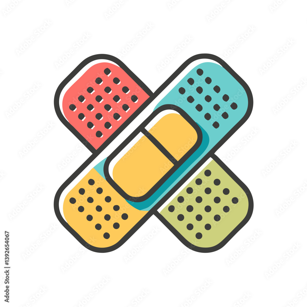 Colorful bandage icon in flat design on a transparent background Colorful bandage icon in flat design on a transparent background