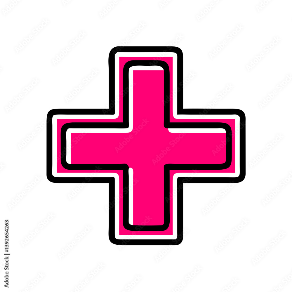 Pink medical cross icon on transparent background Pink medical cross icon on transparent background