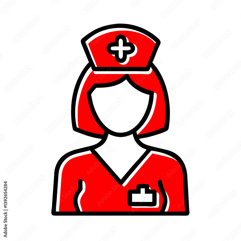Obraz premium Nurse Icon with Red Uniform on Transparent Background 