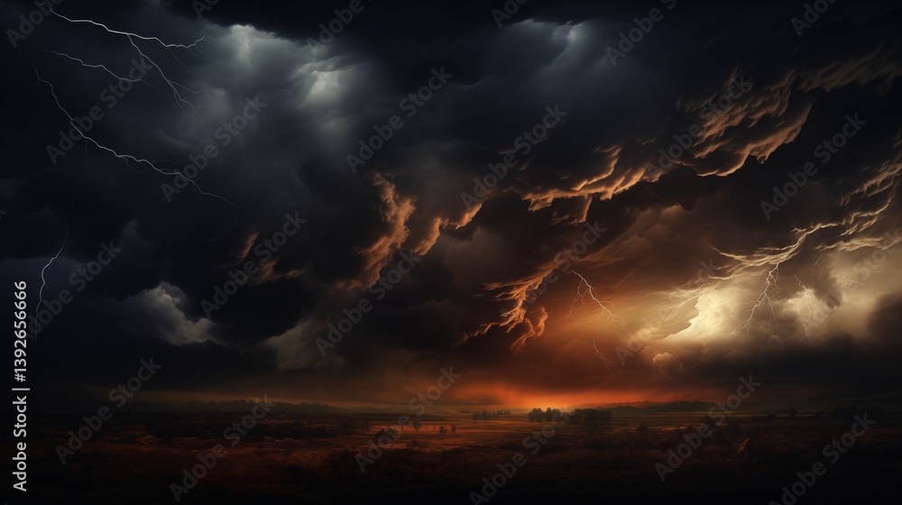 Naklejka premium Dramatic dark storm clouds