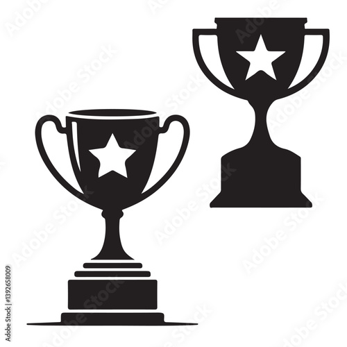 trophy cup black vector silhouettes, award cup, champion trophy Trophy cup silhouette set