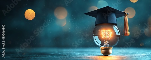 Graduation cap on lightbulb