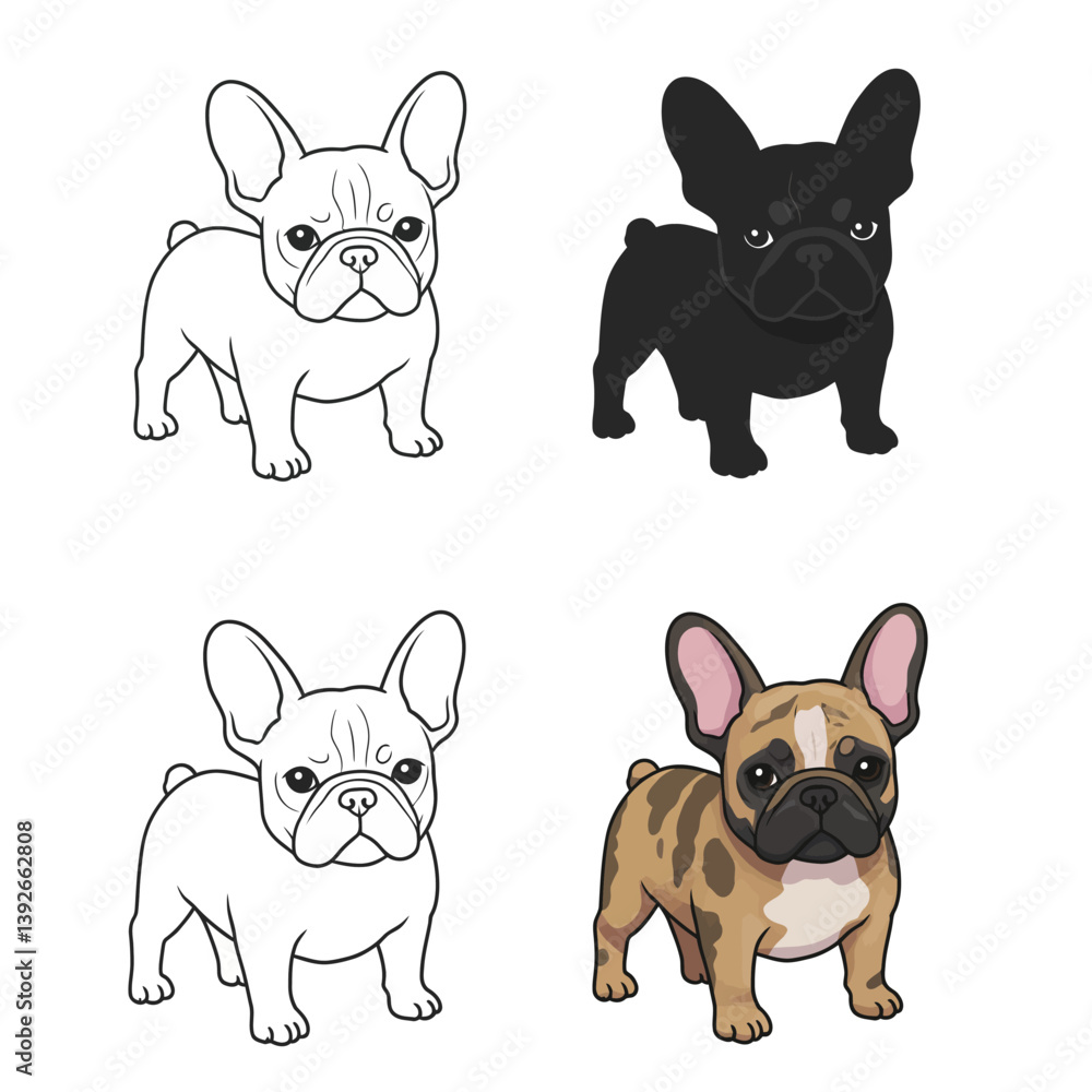 Fototapeta premium French Bulldog Dog Breed isolated vector.
