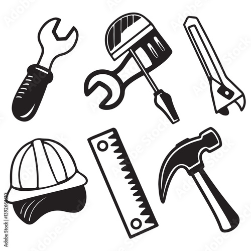 outline icons related to construction. First set. Linear icon collection. Editable stroke. Vector illustration