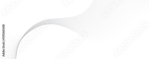 Abstract gray color linear background. Flowing particles future technology concept abstract gray wave curve lines banner.