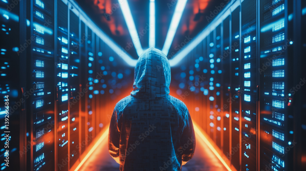 Fototapeta premium Hacker are planning to hack and attack networks and cyber security systems.abstract innovative cyber security network, using interconnected nodes to represent business partnerships on the Smart ciyt