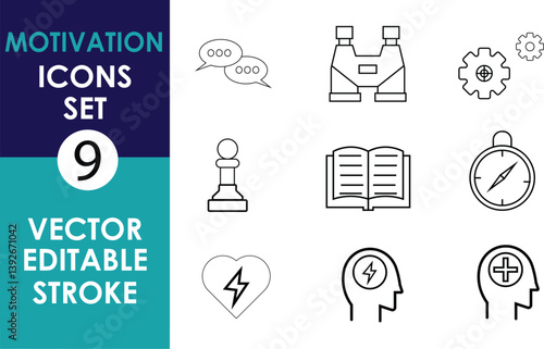 ChatGPT said:
Vector icon set featuring speech bubbles, binoculars, gear, chess pawn, open book, compass, heart with lightning, brain with bolt, and medical cross
