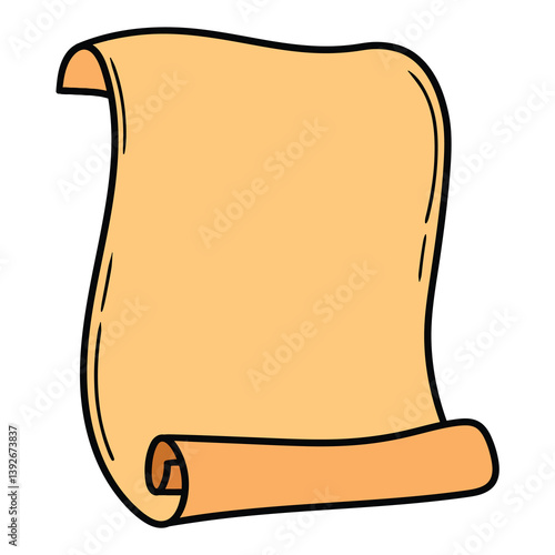 Hand drawn cartoon ancient parchment on white background.