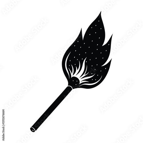 Burning match on white background.