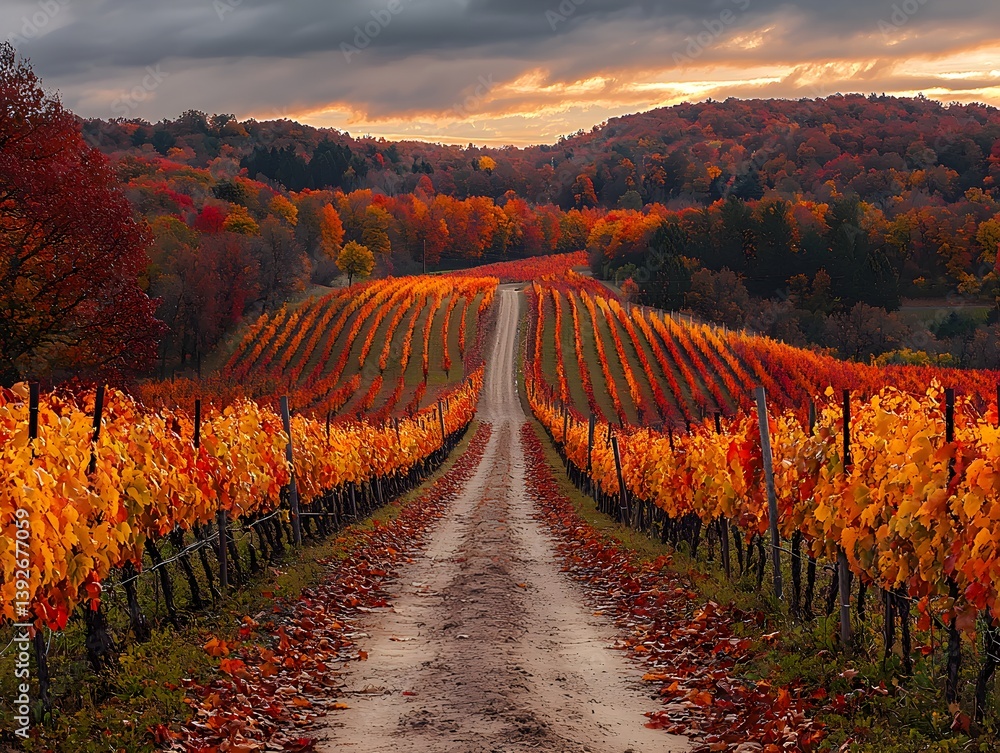 Fototapeta premium Rustic Dirt Road Through Vibrant Field