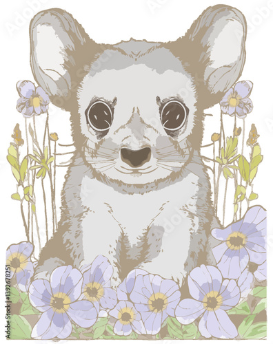 chinchilla series animal hand drawn watercolor style vector illustration