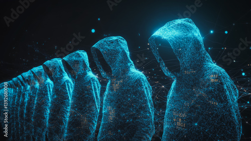 Obraz na płótnie Hacker are planning to hack and attack networks and cyber security systems.abstract innovative cyber security network, using interconnected nodes to represent business partnerships on the Smart ciyt w salonie